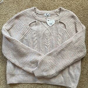 Francesca’s light pink with blues short sweater. XL